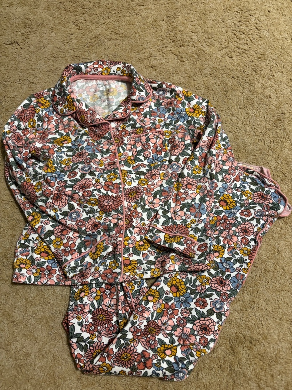 Tahari Girls Floral Print Pink Pajama Set